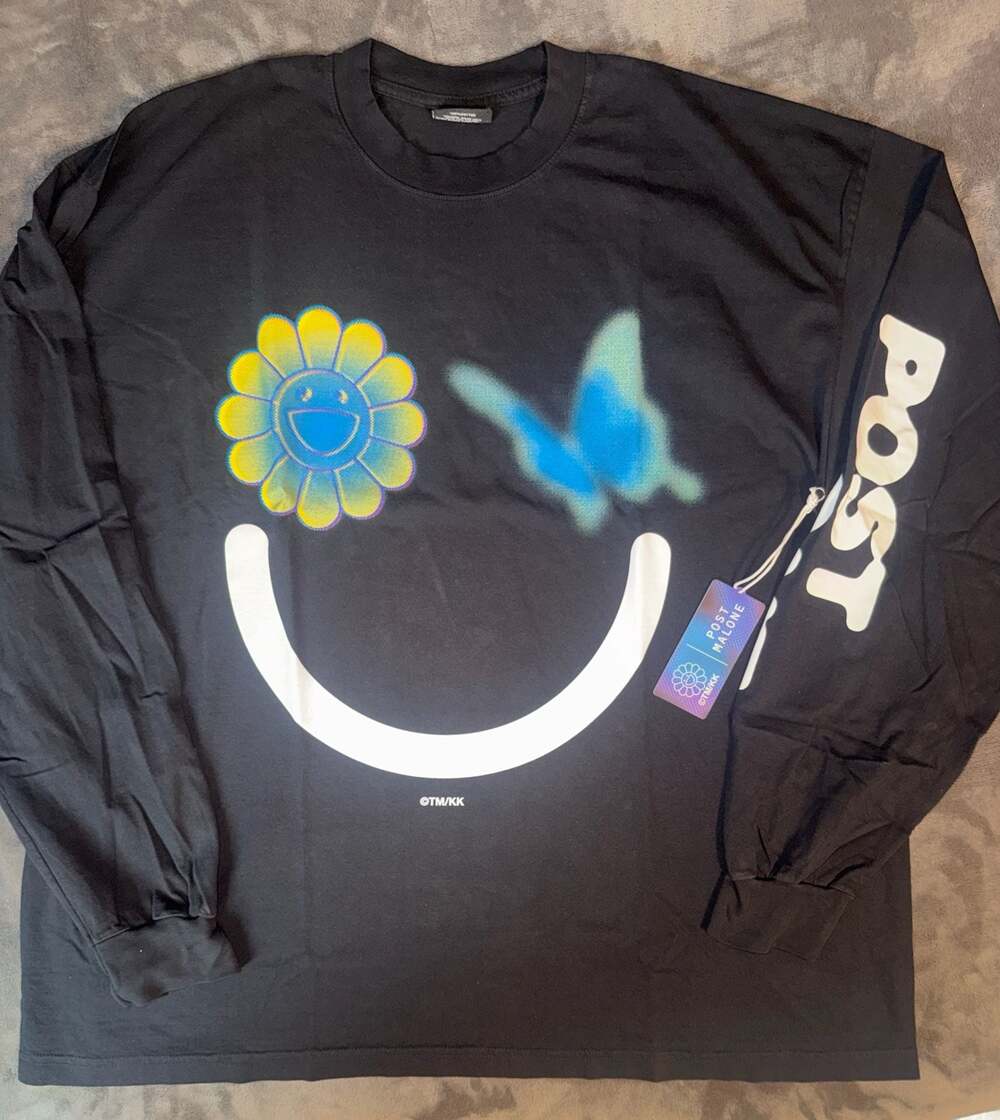Post Malone x Takashi Murakami Color With Me Long Sleeve Tee Black Size 2XL